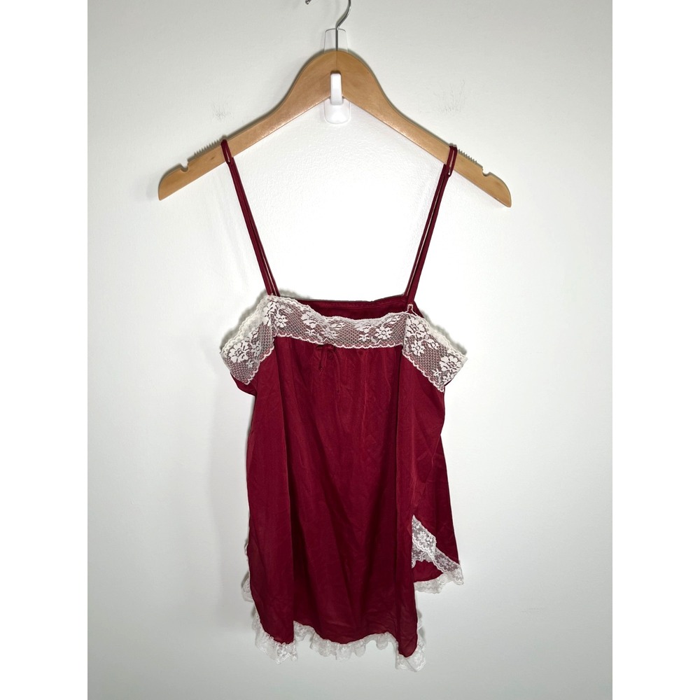 Vintage Womens Top Red 9 Coquette Romantic Dainty Delicate Lace Trim Made In USA